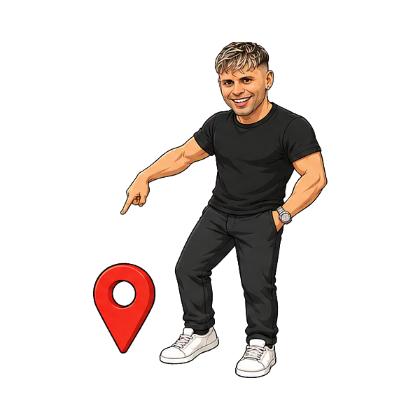 Martin zeigt auf die Karte
